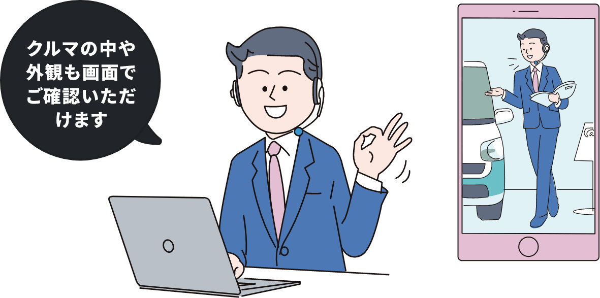 車の中や外観も画面でご確認いただけます