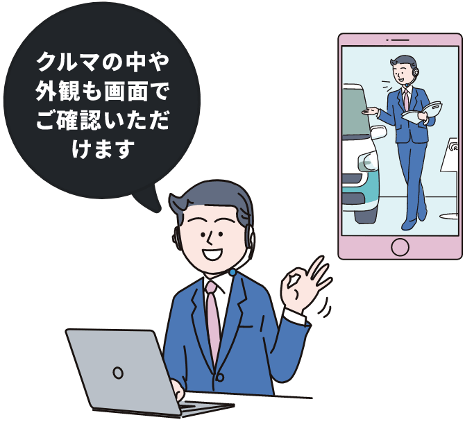 車の中や外観も画面でご確認いただけます