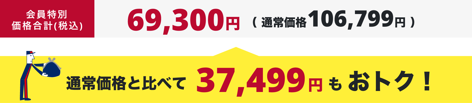 会員特別価格合計(税込)59,840円（ 通常価格99,000円 ） 通常価格と比べて39,160円もおトク！